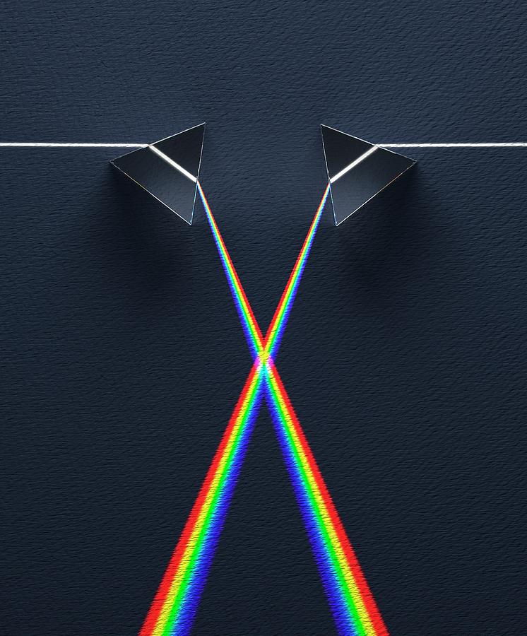 Blue Photograph - Crossed Prisms With Spectra by David Parker Blue Photograph - Crossed Prisms With Spectra by David Parker