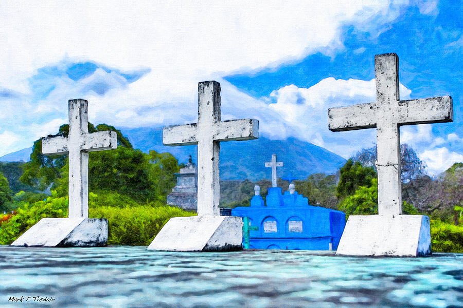 Crosses Beneath A Volcano - Nicaragua Landscape Photograph by Mark Tisdale