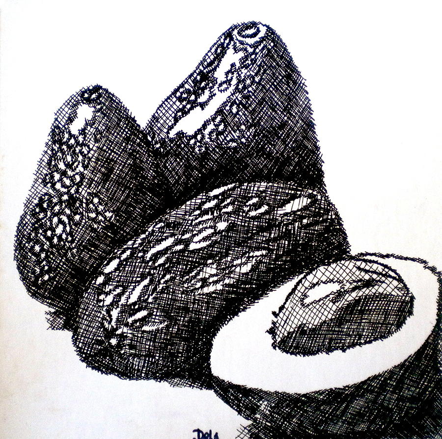 Crosshatched Avocados Painting by Debi Starr