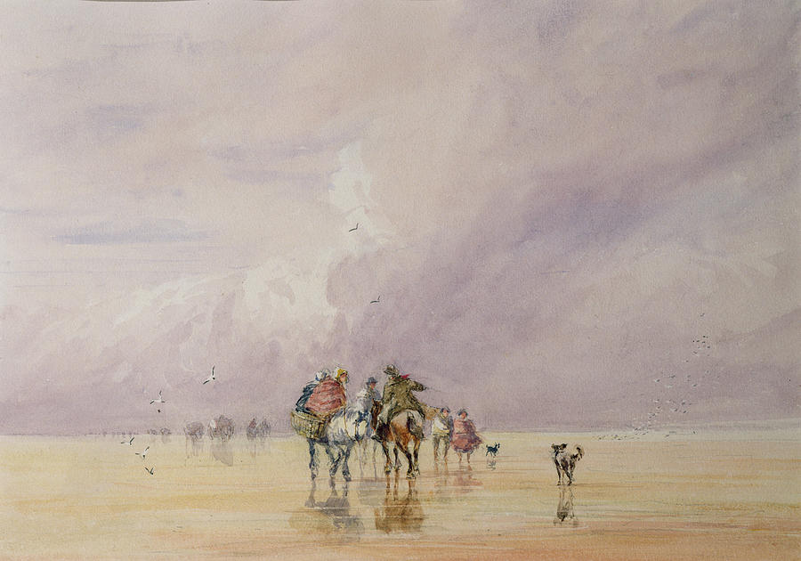 Horse Painting - Crossing Lancaster Sands by David Cox