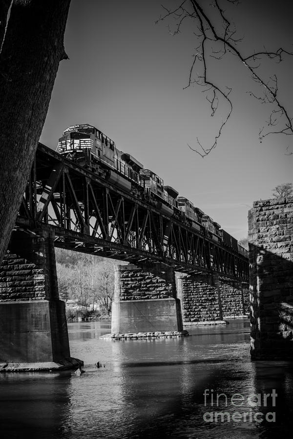 Train Photograph - Crossing over the New River by Andrew Burdette