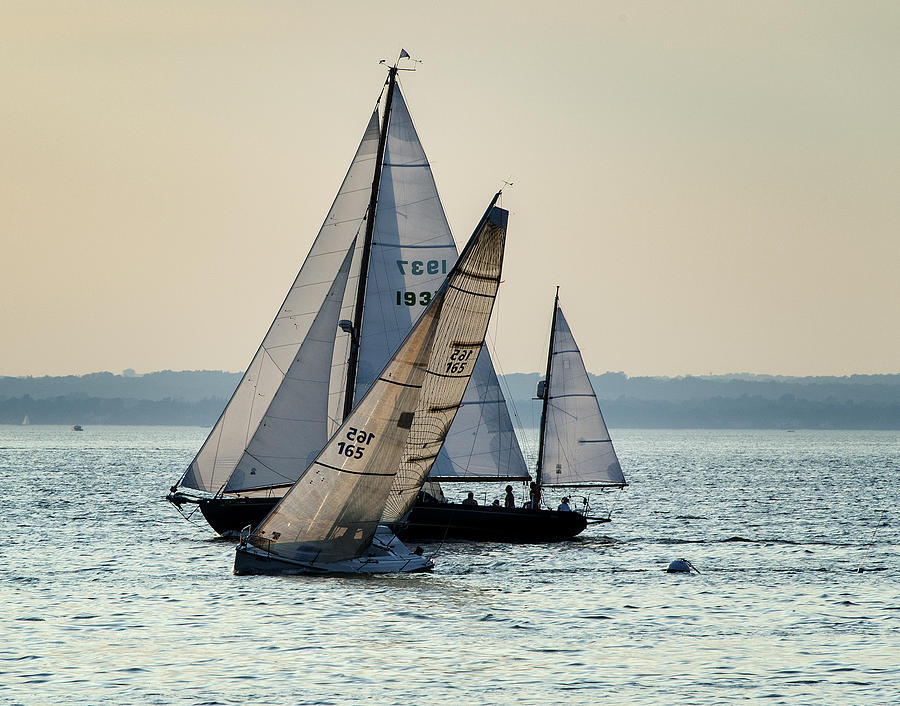 Crossing Sailboats Photograph by Roni Chastain