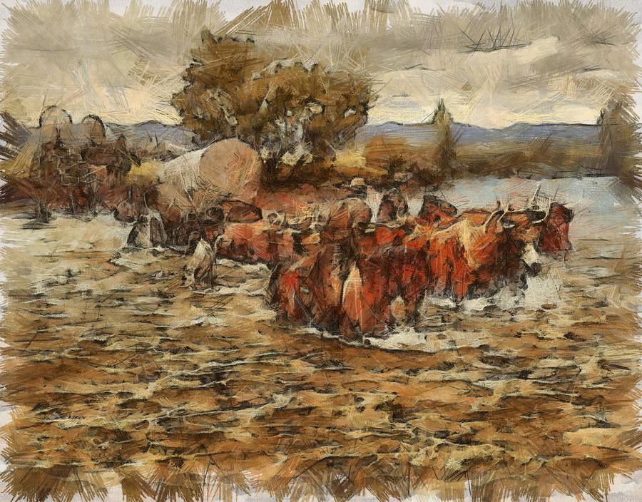 Horse Painting - Crossing by Shimi Gasaba