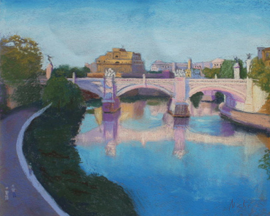 Castle Painting - Crossing The Bridge by Nicki Shishakly