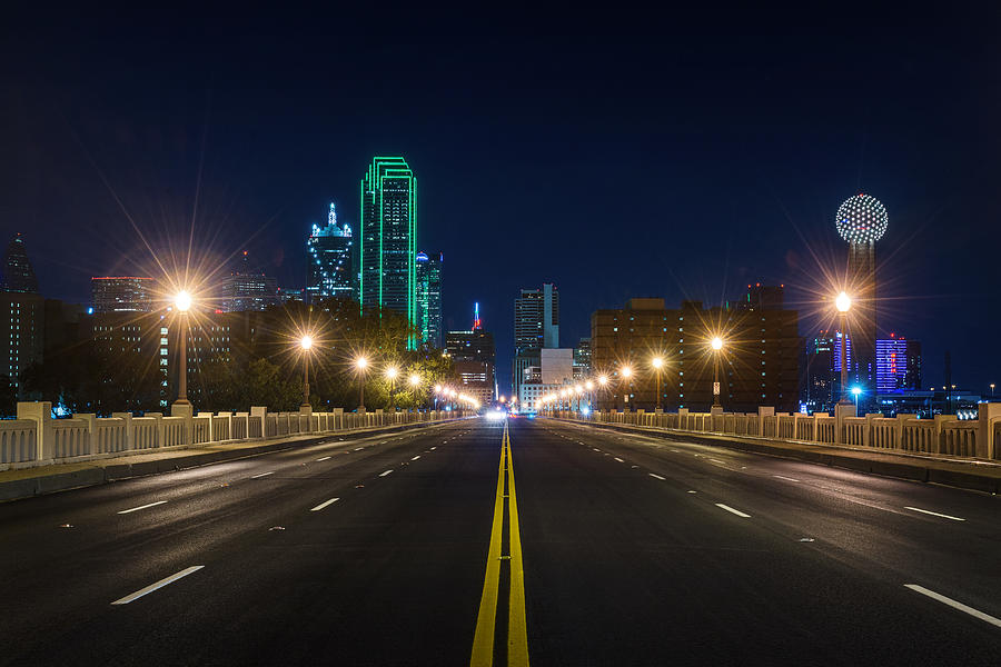 Crossing The Bridge to DownTown Dallas at Night Photograph by Todd Aaron