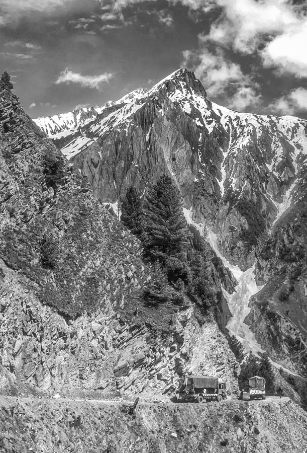 Mountain Photograph - Crossing the Himalayas monochrome by Steve Harrington