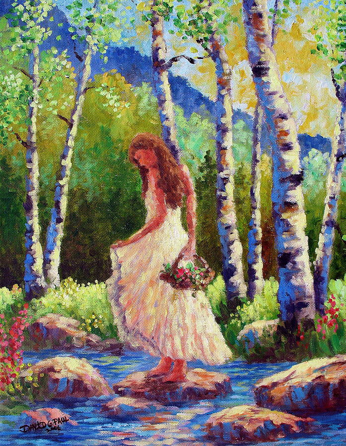 Crossing The Stream Painting by David G Paul