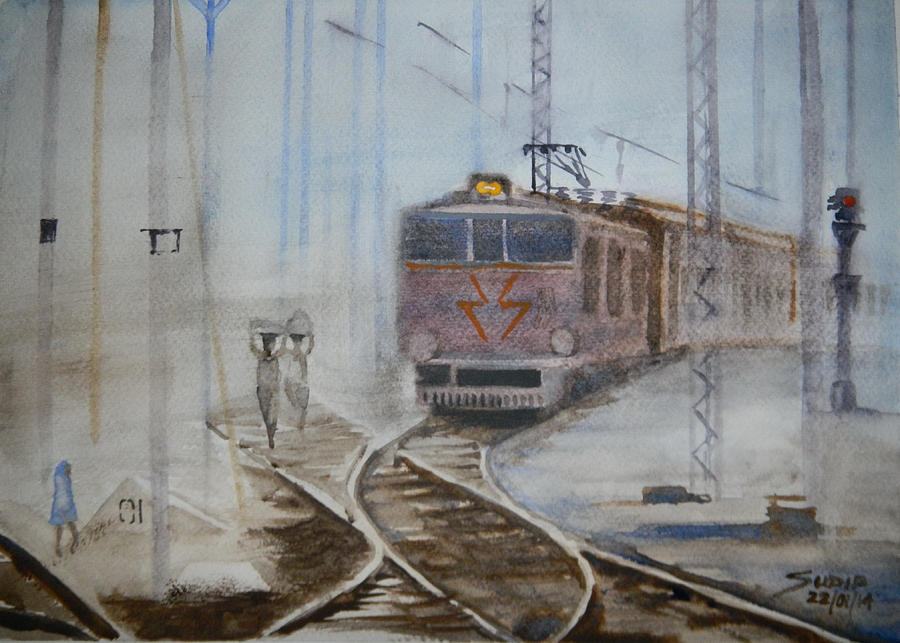 Nature Painting - Crossing the Tracks in Fog by Sudip Mitra