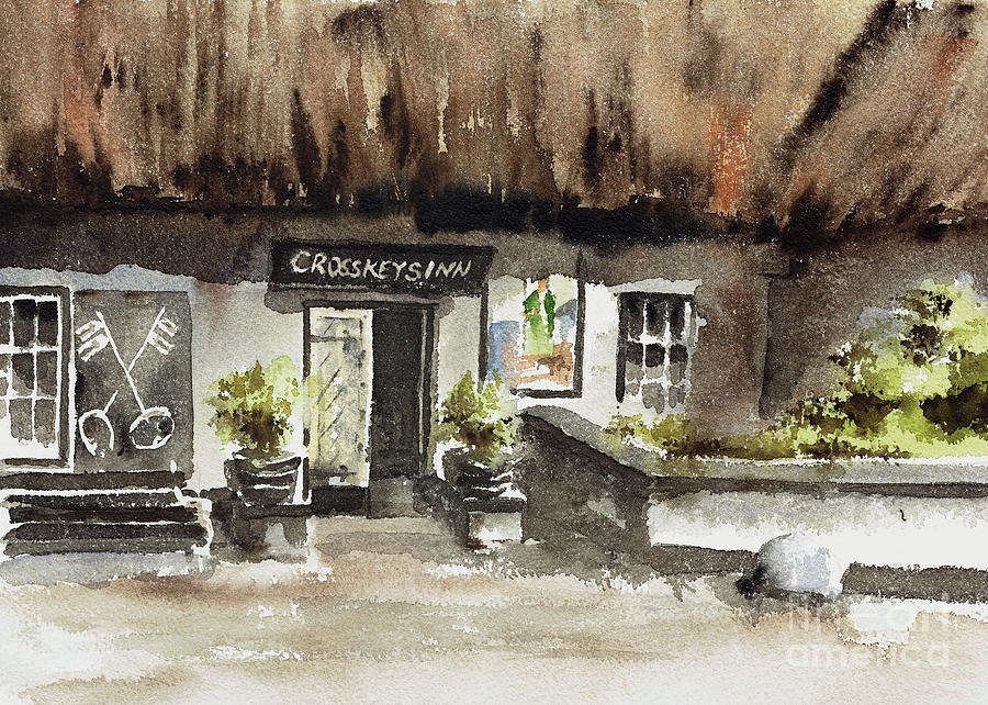 Crosskeys Inn Toombridge  Antrim Painting by Val Byrne