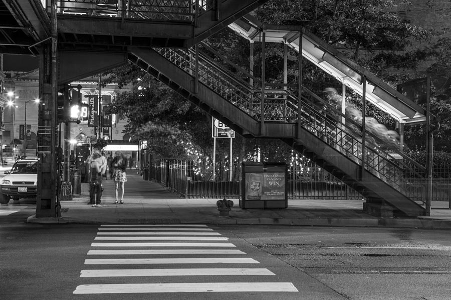 Crosswalk and L in Chicago Photograph by John McGraw