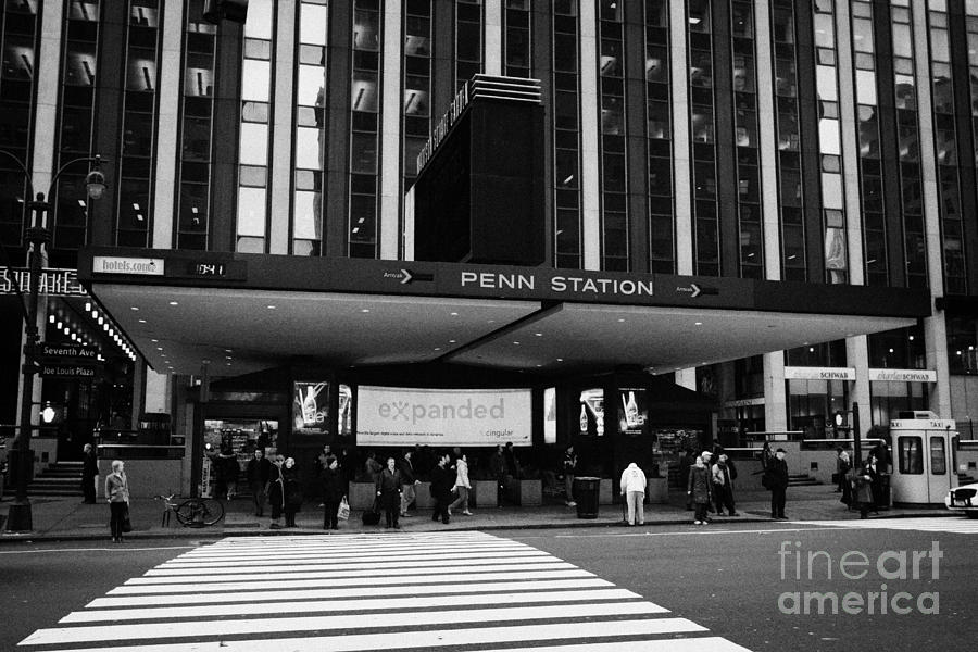Winter Photograph - Crosswalk Leading To Penn Station And Madison Square Garden Seventh Avenue New York by Joe Fox