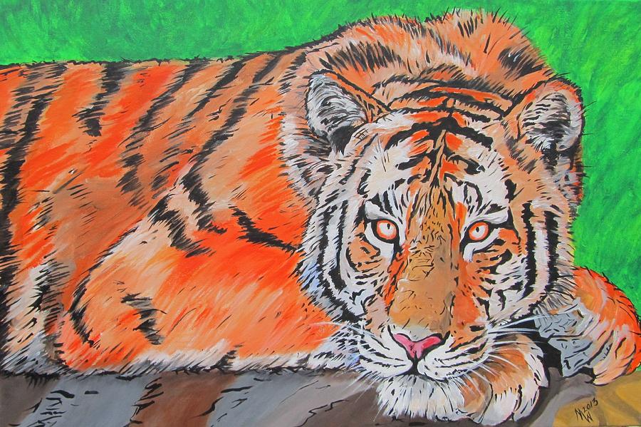 Tiger Painting - Crouching Tiger by Martin Williams