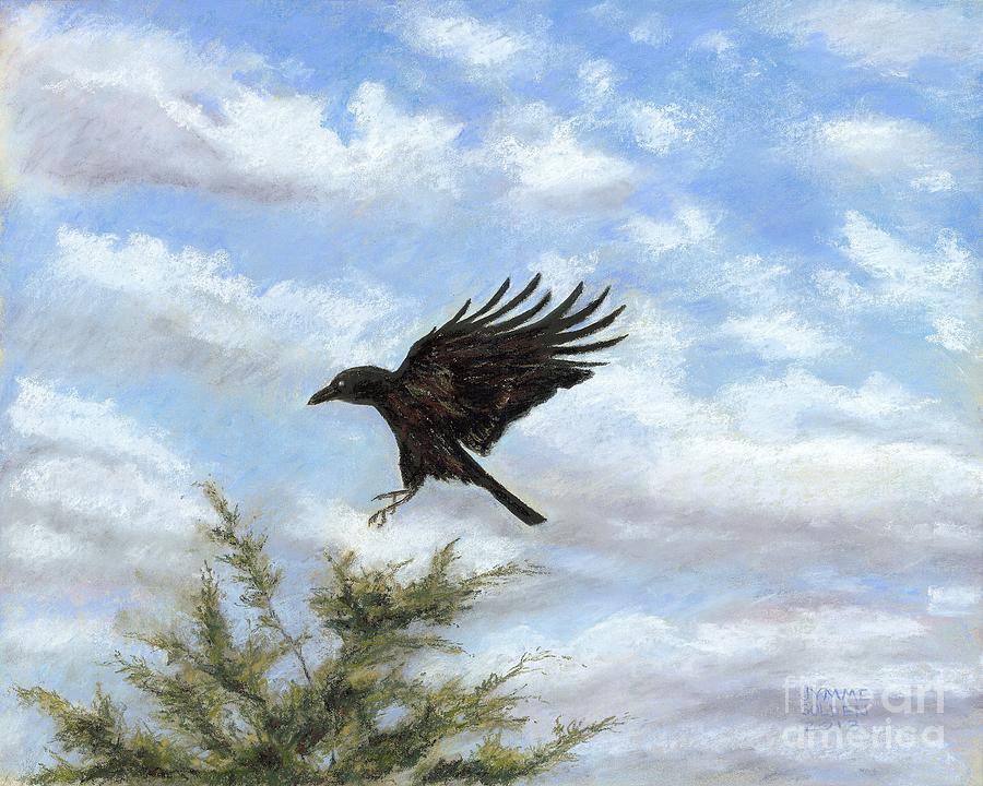 Bird Painting - Crow and Red Cedar  by Jymme Golden