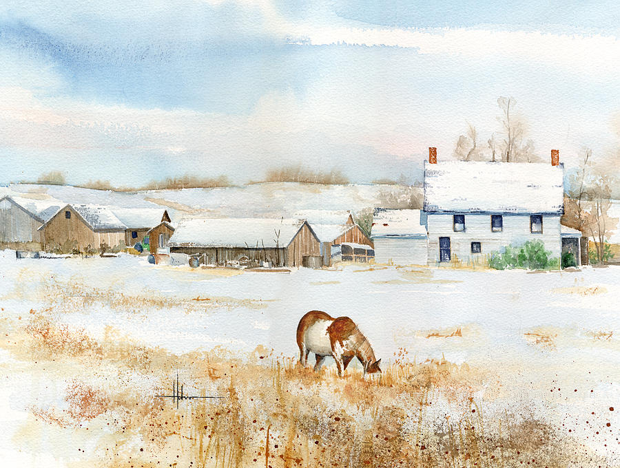 Winter Painting - Crow Foot Valley Ranch by Richard Hahn