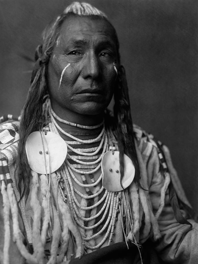 Edward Sheriff Curtis Photograph - Crow Indian Man circa 1908 by Aged Pixel