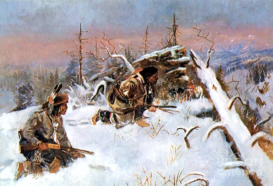 Crow Indians Hunting Elk Painting by Thea Recuerdo
