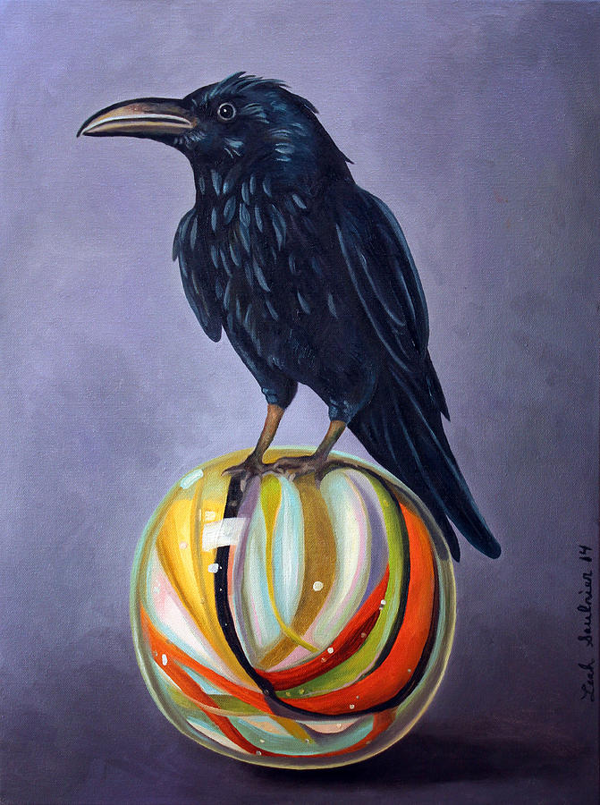 Crow On Marble edit 2 Painting by Leah Saulnier The Painting Maniac