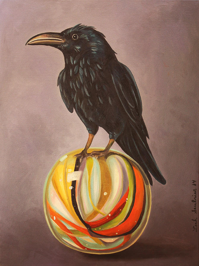 Crow On Marble Painting by Leah Saulnier The Painting Maniac