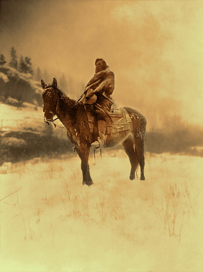 Crow Photograph - Crow Scout in Winter - 1908 by Mountain Dreams