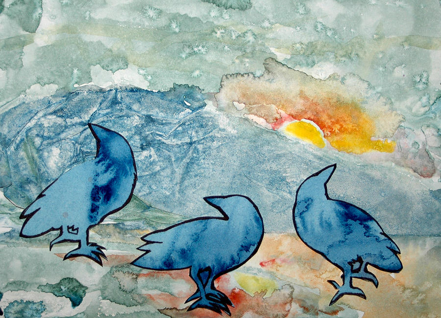 Crow Series 4 Painting by Helen Klebesadel