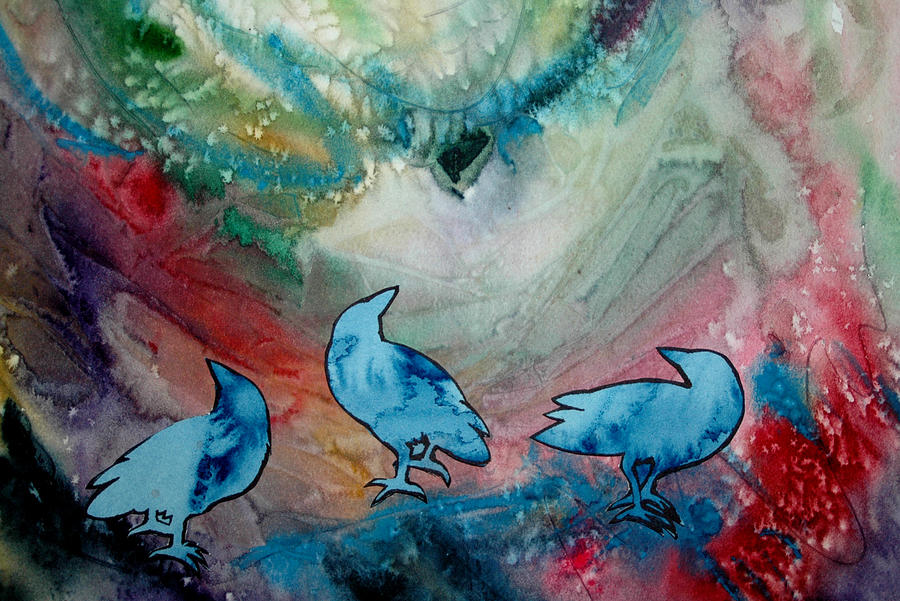 Crow Series 3 Painting by Helen Klebesadel