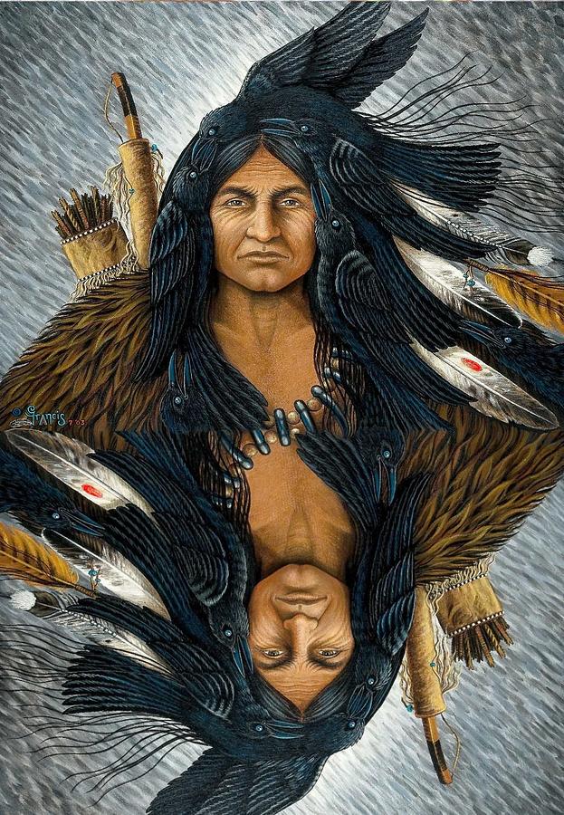 Crow Warrior reflection Painting by Olivia Francis - Fine Art America