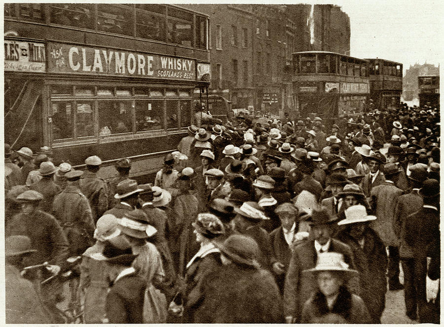 Crowd Of London Commuters Waiting Photograph by Illustrated London News ...