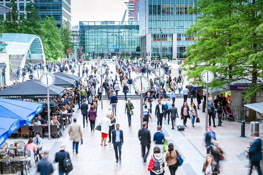 Crowd of People , Canary Wharf in London, UK Photograph by Nikada