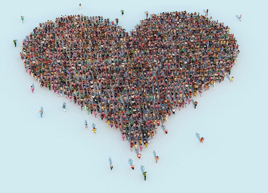 Crowd Of People Running Forming Heart Photograph by Ikon Ikon Images