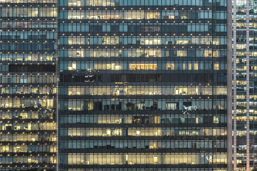 Crowded Office Buildings at Night Photograph by Jackal Pan