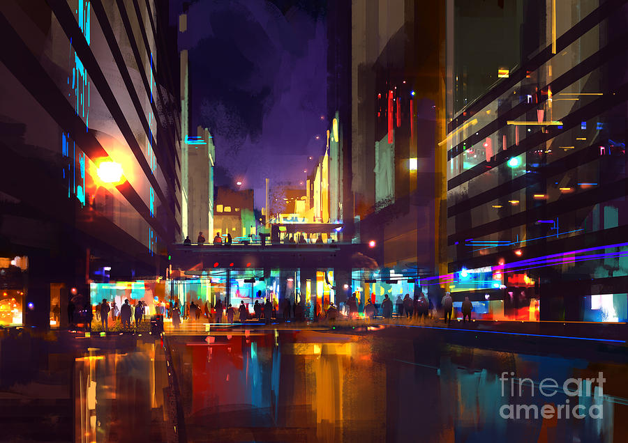 City Digital Art - Crowds Of People At A Busy Crossing In by Tithi Luadthong City Digital Art - Crowds Of People At A Busy Crossing In by Tithi Luadthong