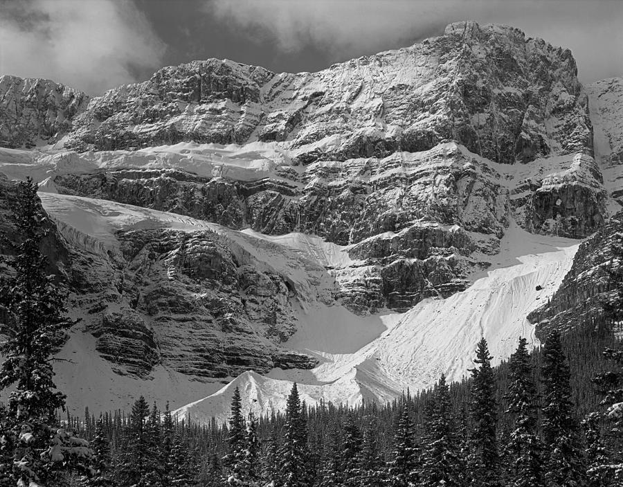 1M3556-BW-Crowfoot Mountain and Glacier  Photograph by Ed  Cooper Photography