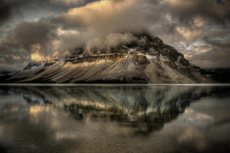 Crowfoot Mountain Reflected Onto Bow Photograph by Howard Kilgour
