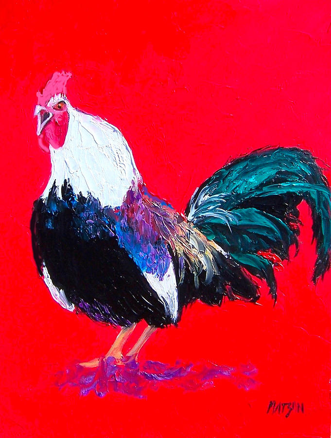 Rooster Painting - Crowing Rooster by Jan Matson