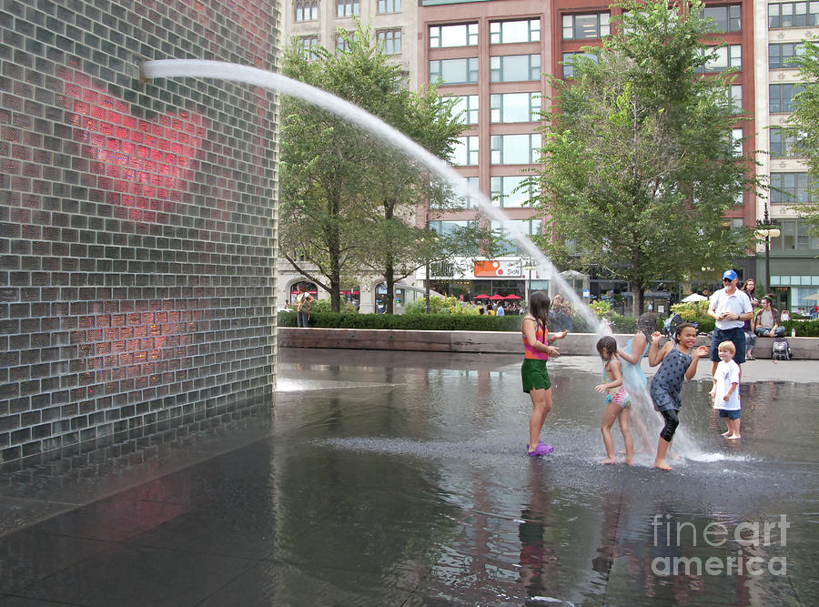 Chicago Photograph - Crown Fountain Play by Ann Horn
