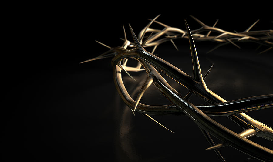 Jesus Christ Digital Art - Crown Of Thorns Gold On Black by Allan Swart
