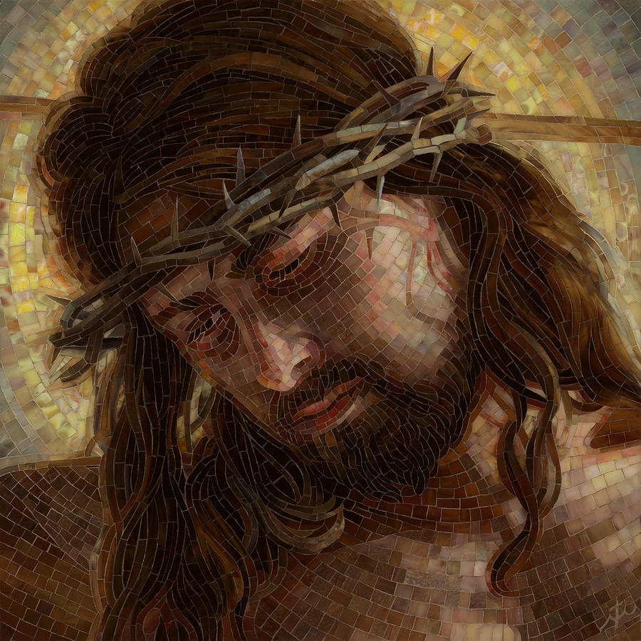 Crown Of Thorns Glass Mosaic Painting