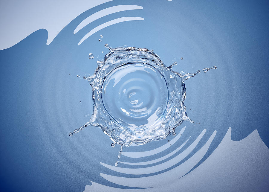 Crown splash in water with ripples, illustration Drawing by Leonello Calvetti/science Photo Library