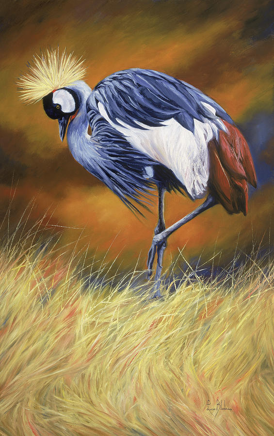 Crane Painting - Crowned by Lucie Bilodeau