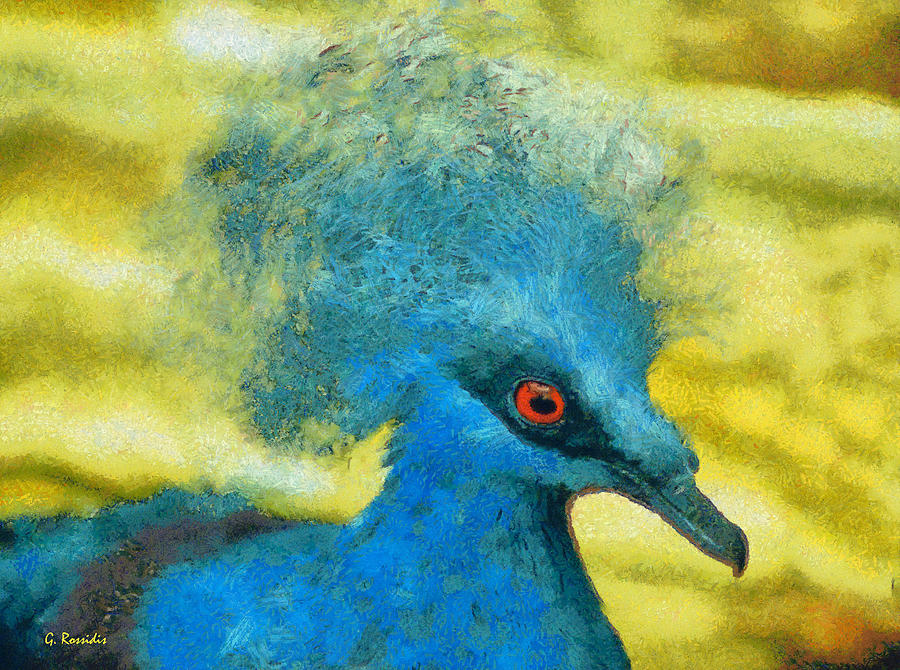 Crowned pigeon Painting by George Rossidis