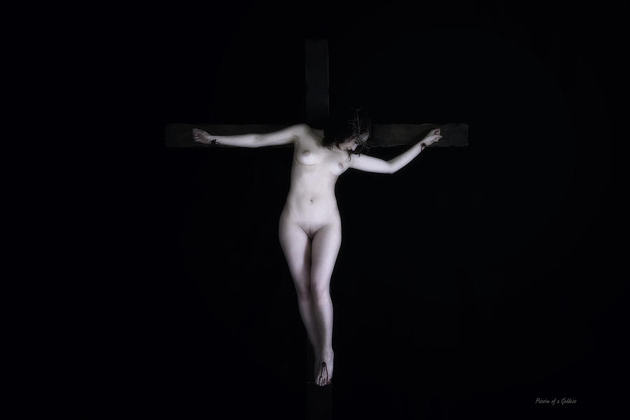 Nude Photograph - Crucified Woman in Dark by Ramon Martinez