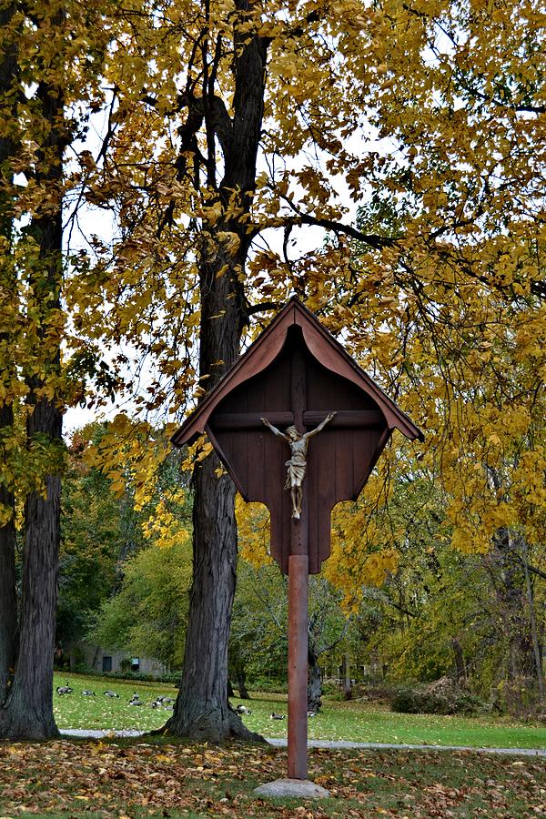 Crucifix in the Woods Photograph by Nancy Jenkins - Fine Art America