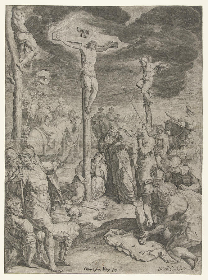 Dog Drawing - Crucifixion, Jacob De Gheyn II, Nicolaes De Clerck by Jacob De Gheyn (ii) And Nicolaes De Clerck