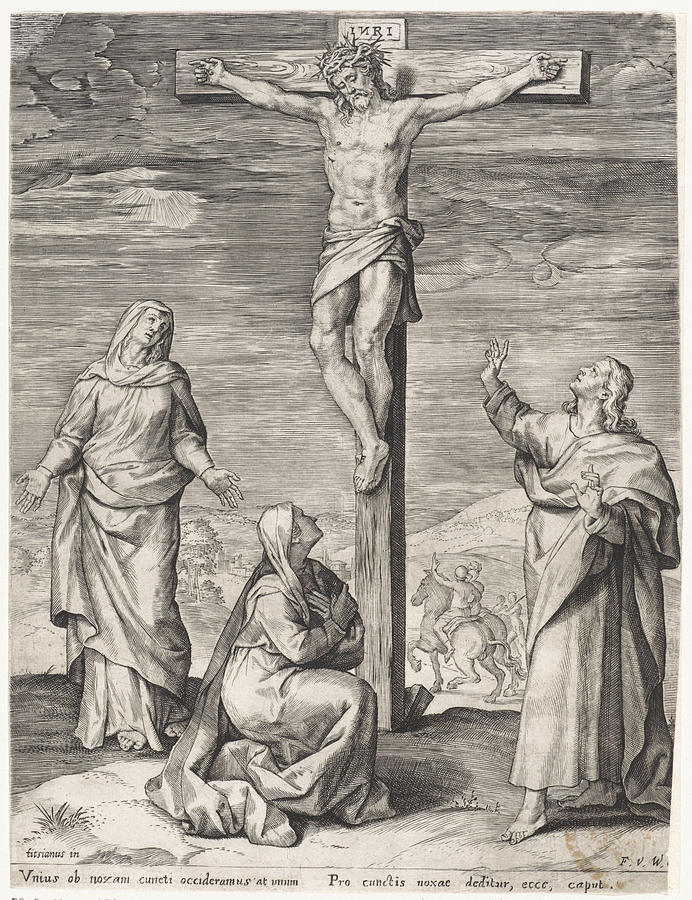 1636 Drawing - Crucifixion Of Christ, Anonymous, Frans Van Den Wijngaerde by Quint Lox