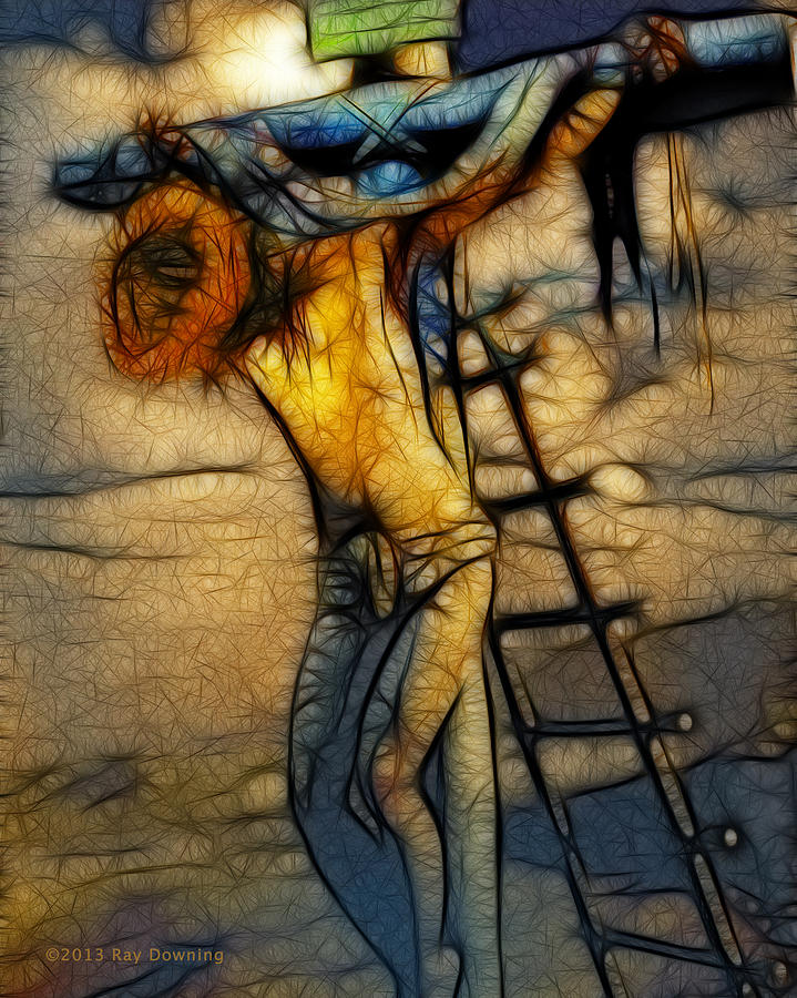 Inspirational Digital Art - Crucifixion - Stained Glass by Ray Downing