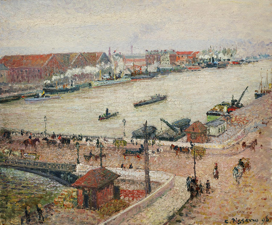 Camille Pissarro Painting - Crue De La Seine Pont Boieldieu Rouen by Celestial Images