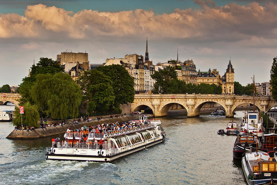 Cruise Boat On River Seine Travelling Photograph by Richard Ianson