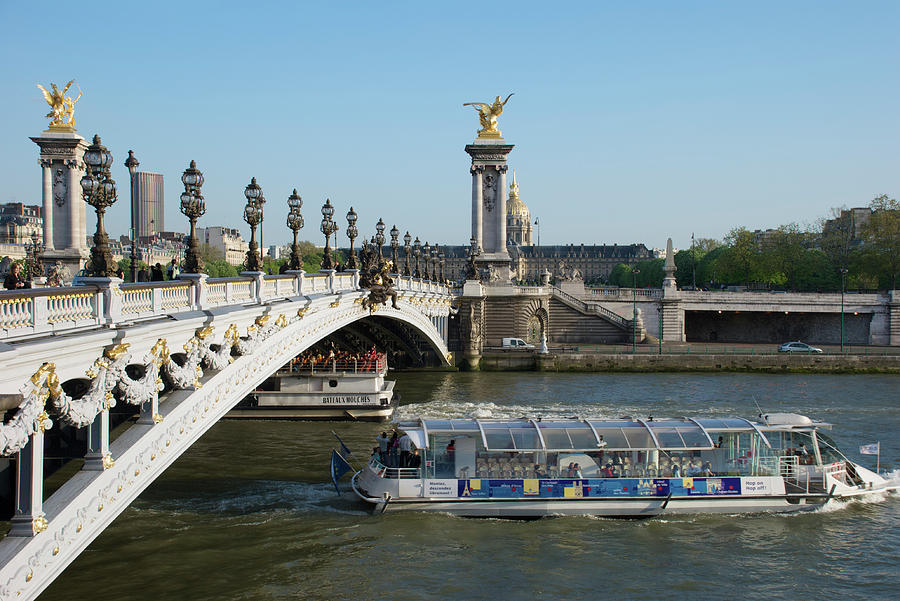 Cruise Boats On River Seine Passing Photograph by Craig Pershouse