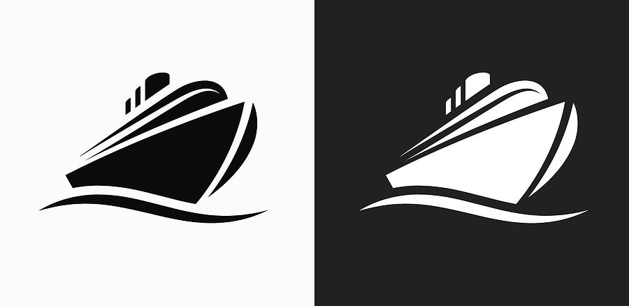 Cruise liner Icon on Black and White Vector Backgrounds Drawing by Bubaone