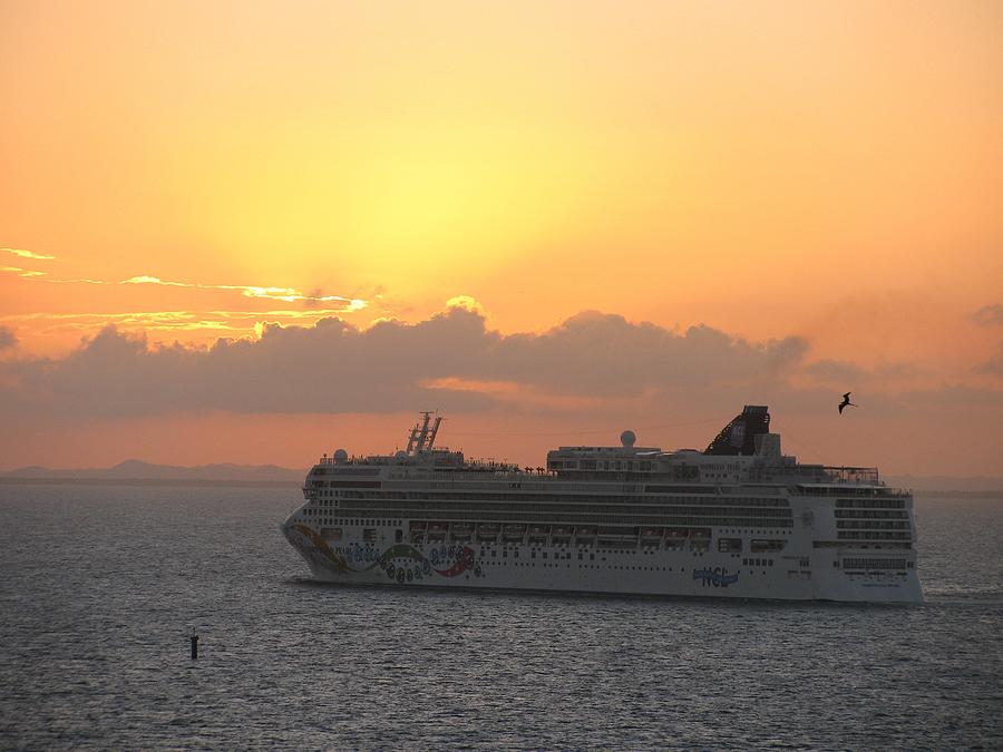 Cruise Ship at Sunset  Photograph by Steven Parker